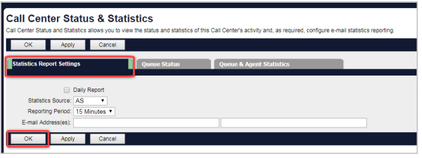 How to configure Status and Statistics in Call Centre in IP Tel Manager